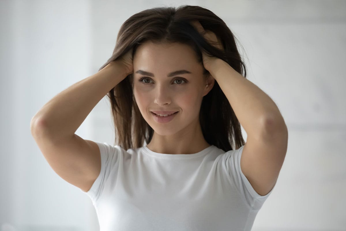 woman after her hair transplant in Gulf Shores, AL